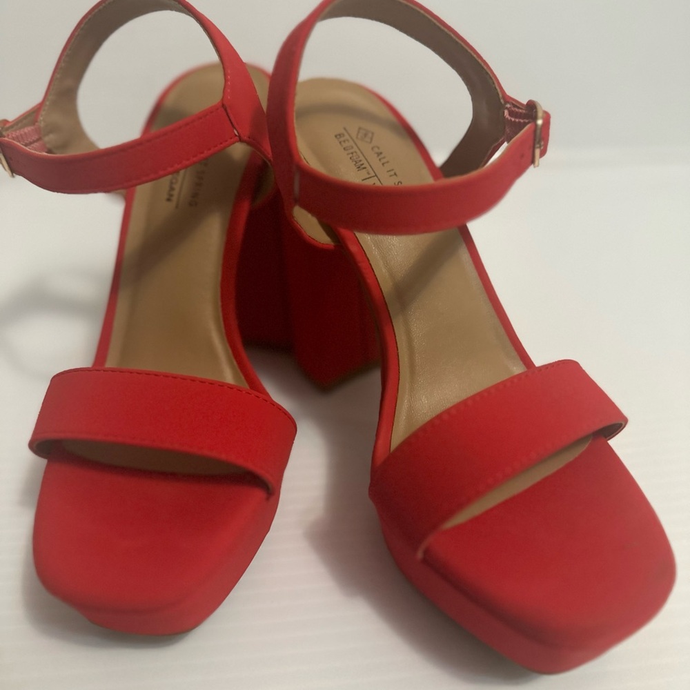 Call It Spring Red Platform Heels - Picture 6 of 11